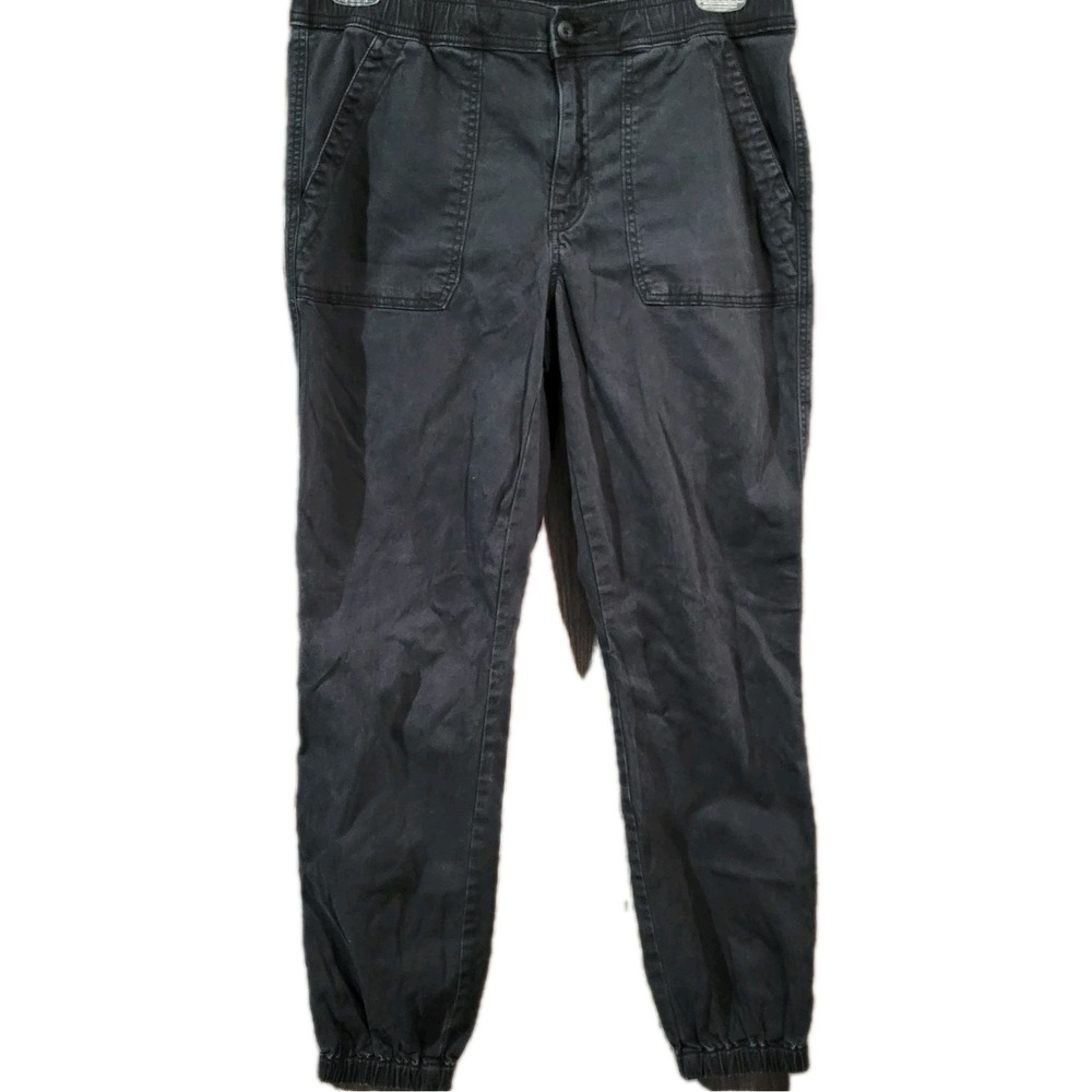 American Eagle Cargo Pants Joggers 12 x 29 Black Stretch Goth Missing Drawstring